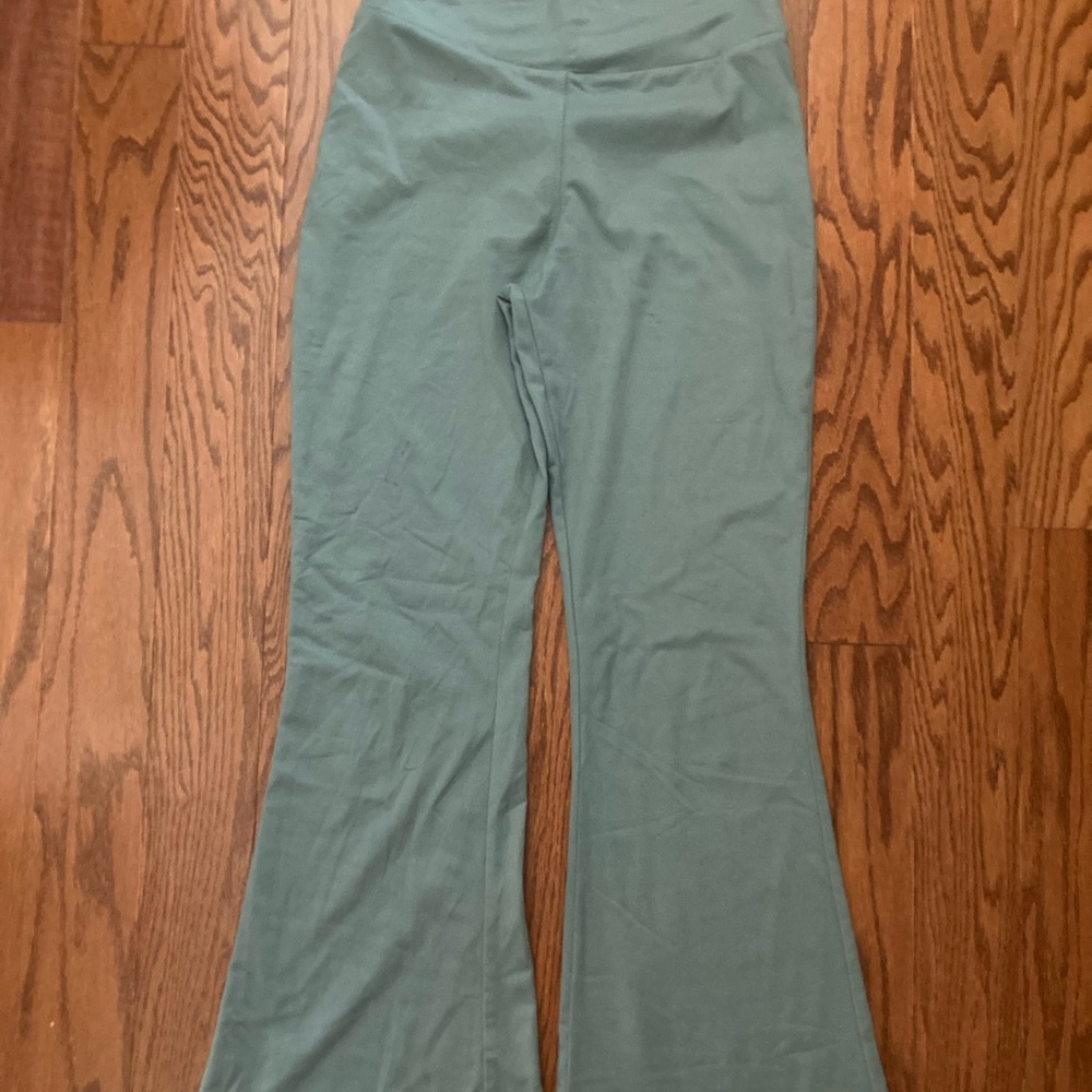 Kids Casual Green Flared Pants